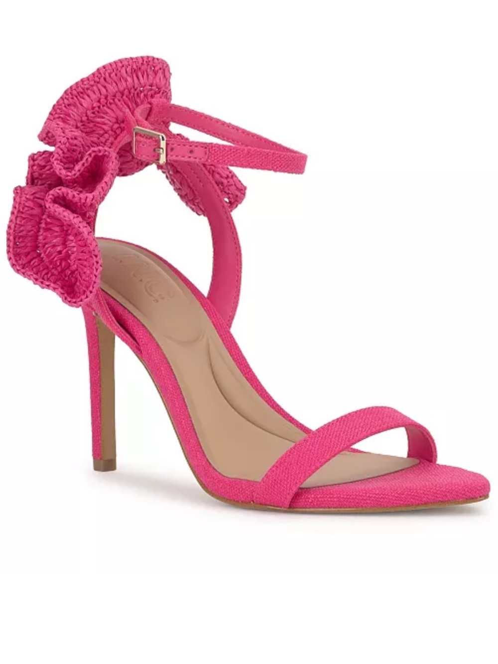 INC International Concepts Hot Pink Ruffle Ankle-Strap Stiletto Sandal